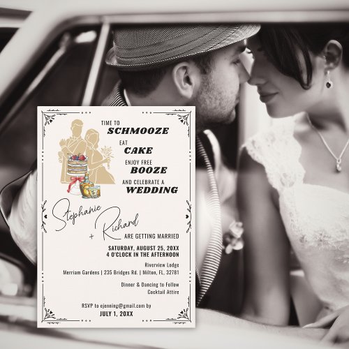 Schmooze and Booze Fun Wedding Invitation
