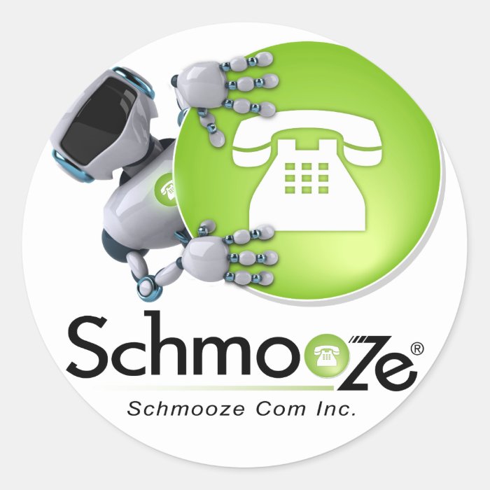 Schmooze Bot Peeking Behind Logo Sticker