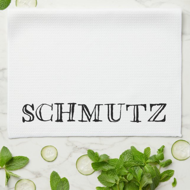 Schmutz Jewish Humor Kitchen Towel (Folded)