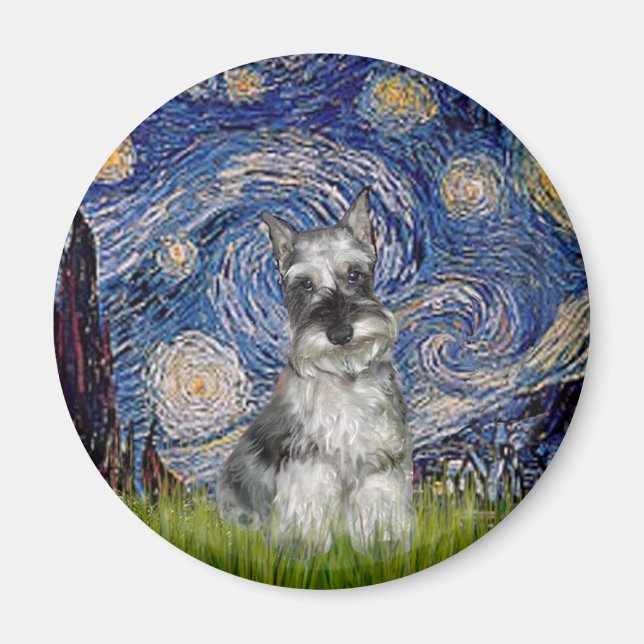 Schnauzer 1 - Starry Night Magnet (Front)