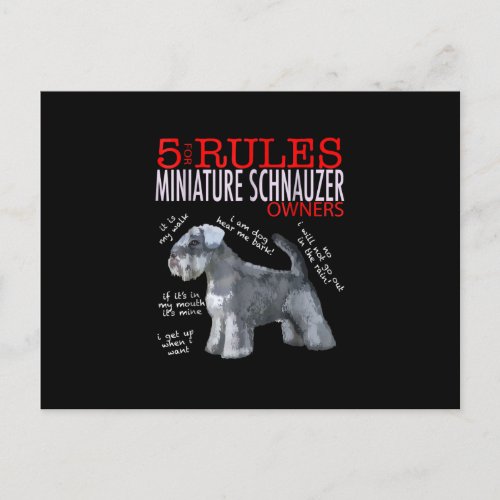 Schnauzer 5 Rules For Miniature Schnauzer Owners Announcement Postcard