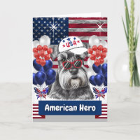 Schnauzer American Hero Greeting Card