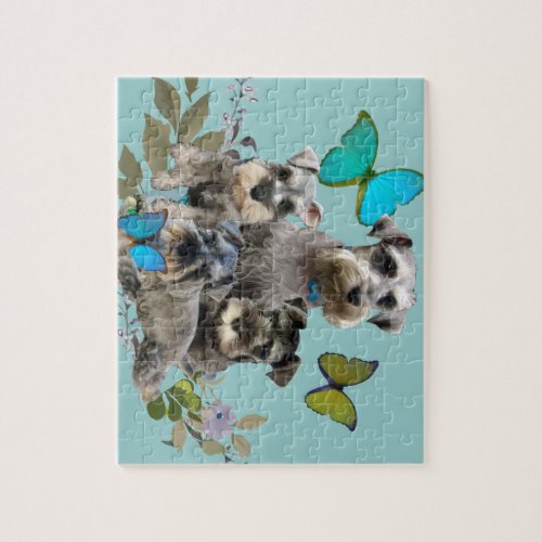 Schnauzer and Butterflies gifts and apparel Jigsaw Puzzle