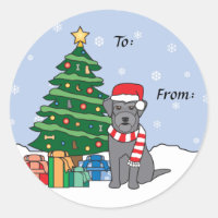 Schnauzer and Christmas Tree Classic Round Sticker