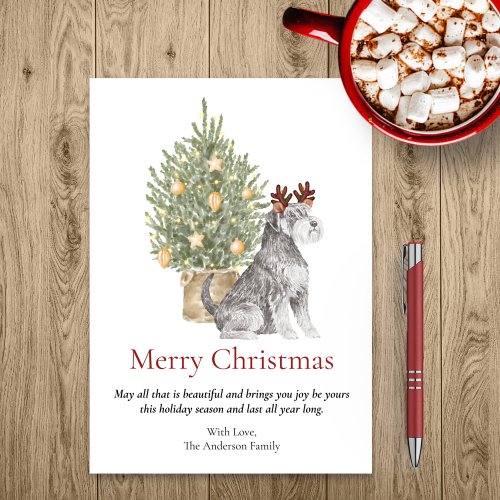 Schnauzer and Christmas Tree Pet Dog Holiday Card