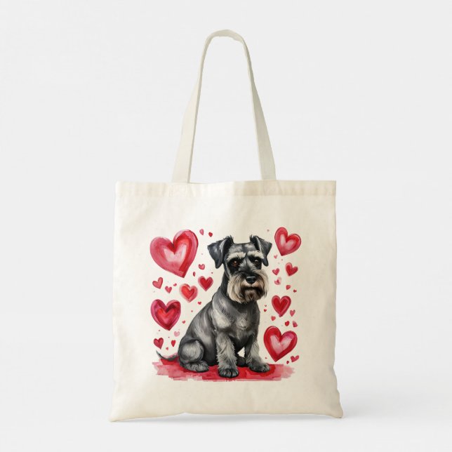 Schnauzer and Hearts Tote Bag (Back)