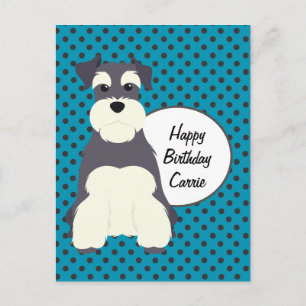 Schnauzer and Polka Dots Birthday Postcard