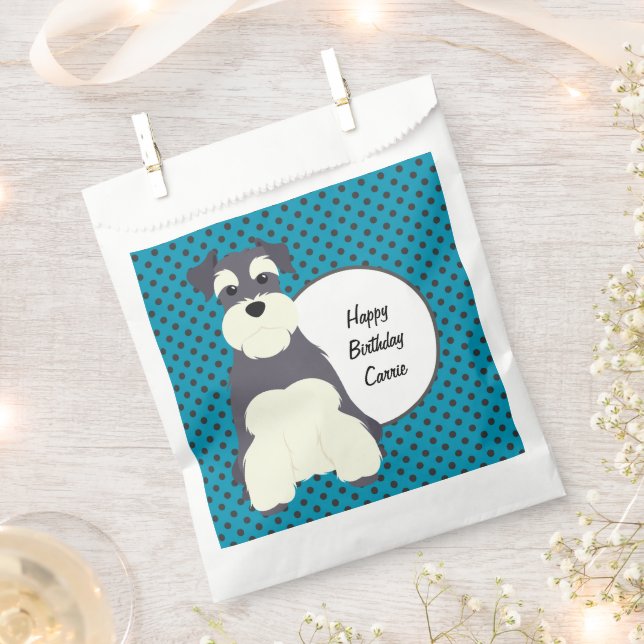 Schnauzer and Polka Dots Customizable Favor Bag (Clipped)