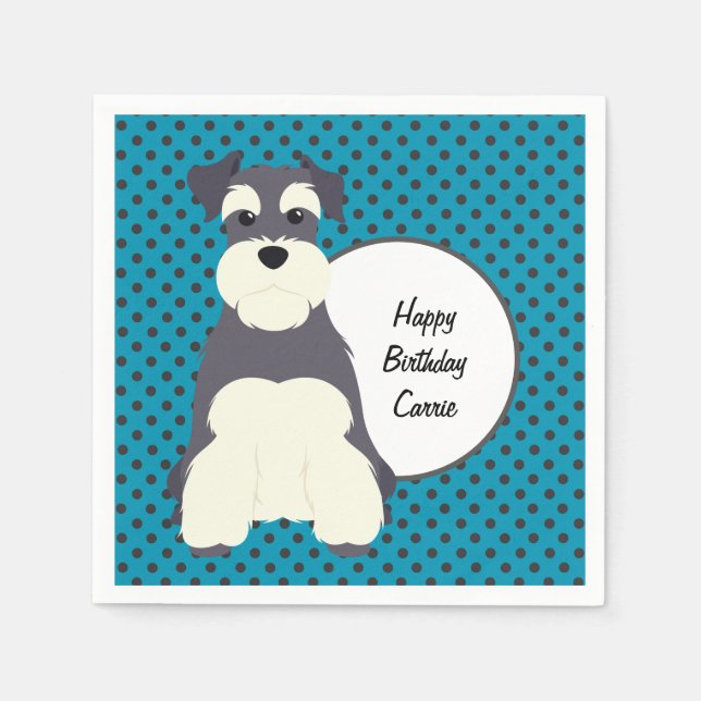 Schnauzer and Polka Dots Customizable Napkins (Front)