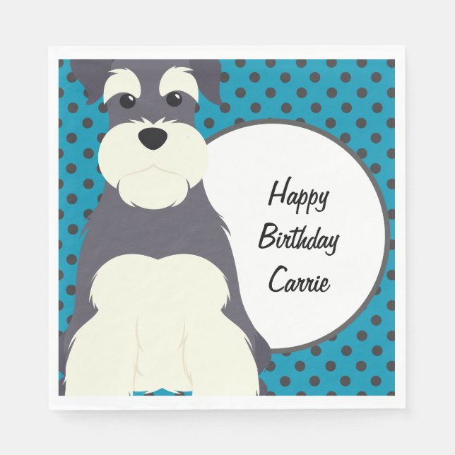 Schnauzer and Polka Dots Personalized Napkins (Front)