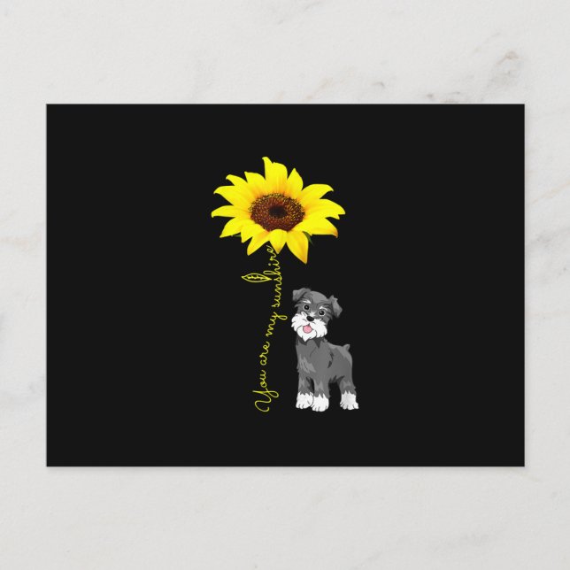 Schnauzer Are My Sunshine Sunflower Schnauzer Mom Announcement Postcard (Front)