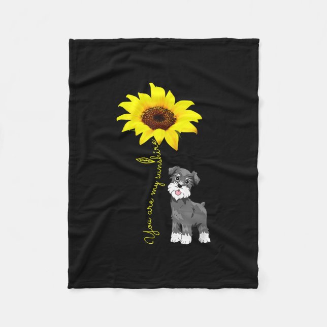 Schnauzer Are My Sunshine Sunflower Schnauzer Mom Fleece Blanket (Front)