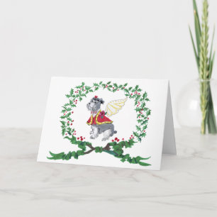 Schnauzer Barking for Joy Holiday Card