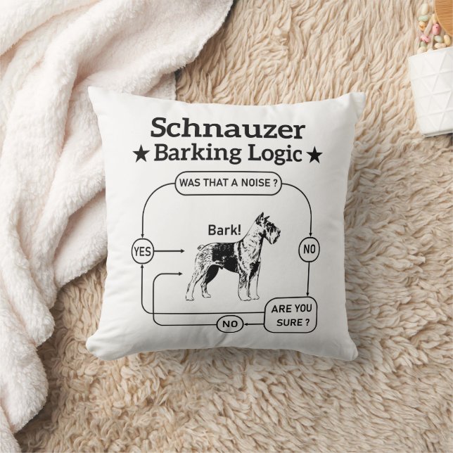 Schnauzer Barking Logic Cool Dog Pet Lover Sarcasm Throw Pillow (Blanket)