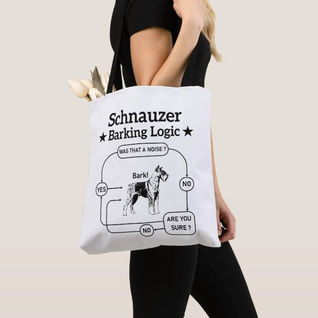 Schnauzer Barking Logic Cool Dog Pet Lover Sarcasm Tote Bag (Close Up)
