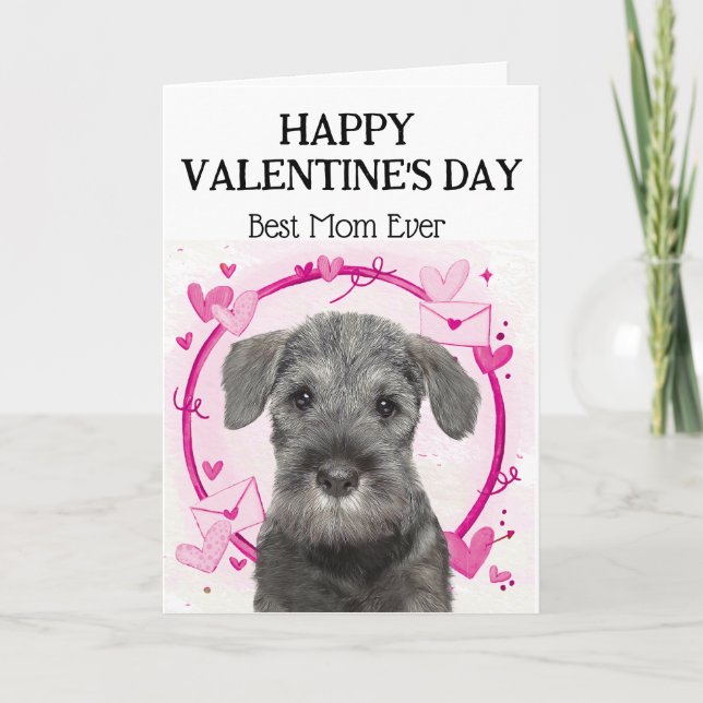 Schnauzer Best Mom Custom Valentines Day Holiday Card (Front)