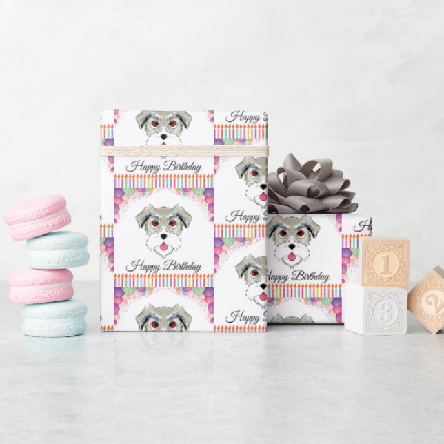 Schnauzer Birthday Wrapping Paper (Baby Shower)