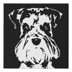 Schnauzer Black & White Faux Wrapped Canvas
