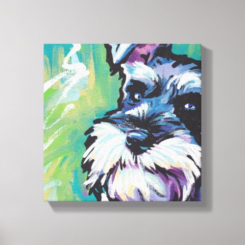 Schnauzer Bright Colorful Pop Dog Art Canvas Print