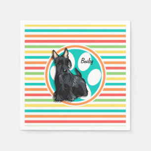 Schnauzer; Bright Rainbow Stripes Napkins