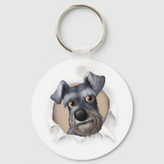 Schnauzer Busting Out Keychain