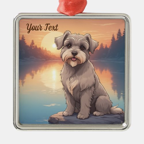 Schnauzer by Lake Metal Ornament