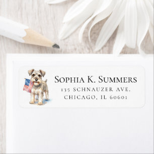 Schnauzer Celebrating 4th of July Address Label