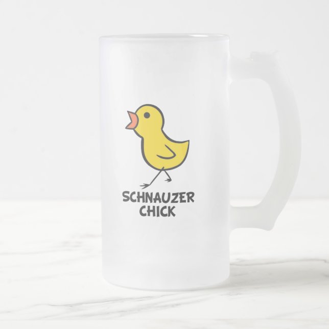 Schnauzer Chick Frosted Glass Beer Mug (Right)
