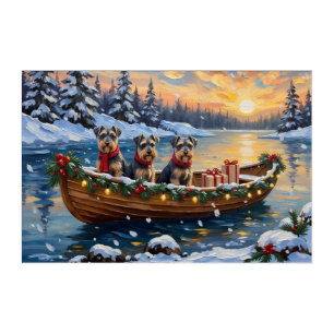 Schnauzer Christmas Boat Holiday Acrylic Print