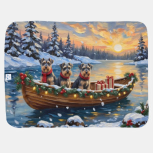 Schnauzer Christmas Boat Holiday Baby Blanket