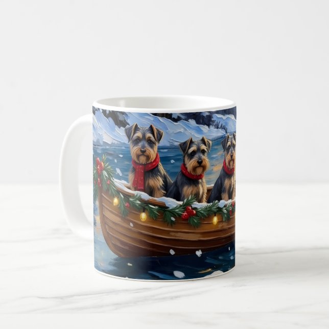 Schnauzer Christmas Boat Holiday Coffee Mug (Front Left)