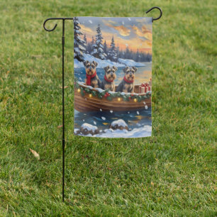 Schnauzer Christmas Boat Holiday Garden Flag