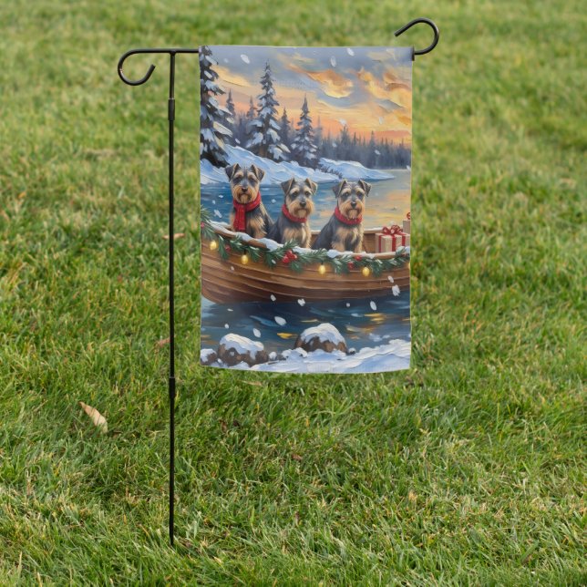 Schnauzer Christmas Boat Holiday Garden Flag (In SItu)