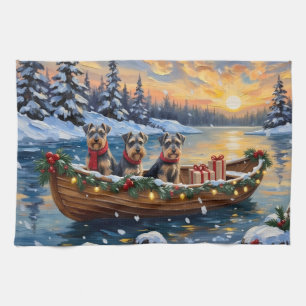 Schnauzer Christmas Boat Holiday Kitchen Towel