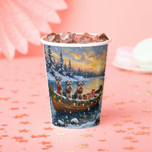Schnauzer Christmas Boat Holiday Paper Cups
