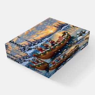 Schnauzer Christmas Boat Holiday Paperweight