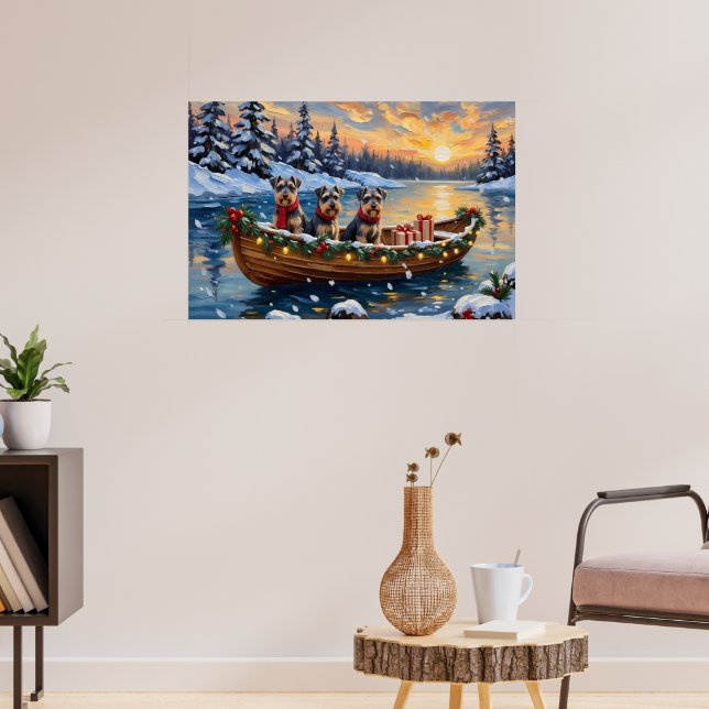 Schnauzer Christmas Boat Holiday Poster (Living Room 3)
