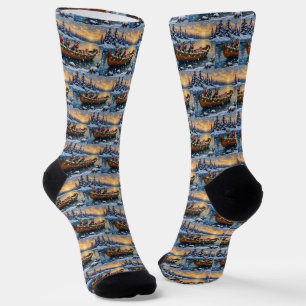 Schnauzer Christmas Boat Holiday Socks