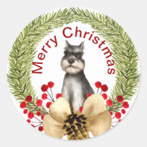 Schnauzer Christmas Classic Round Sticker
