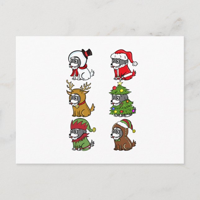 Schnauzer Christmas Costumes Postcard (Front)
