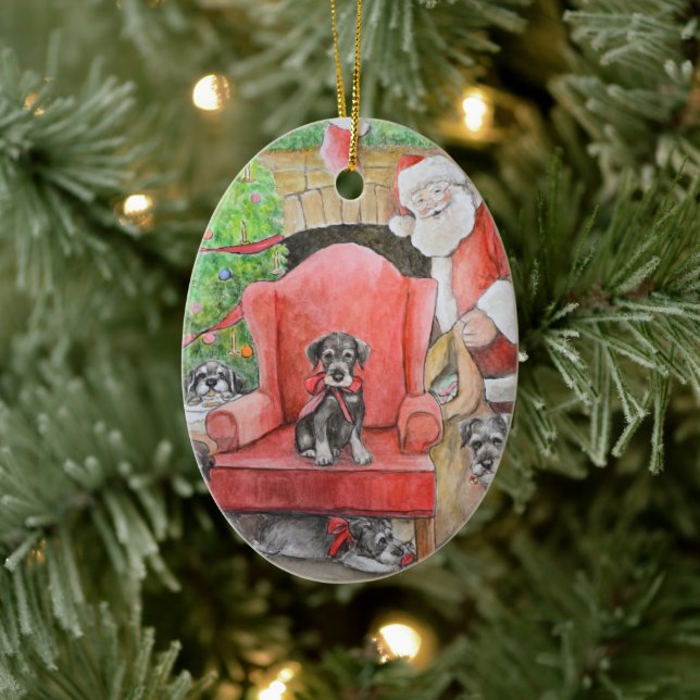 Schnauzer Christmas Dog Art Christmas Ornament (Tree)