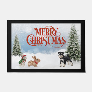 Schnauzer Christmas Door Mat
