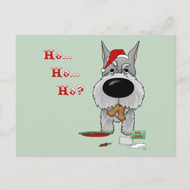 Schnauzer Christmas Holiday Postcard (Front)