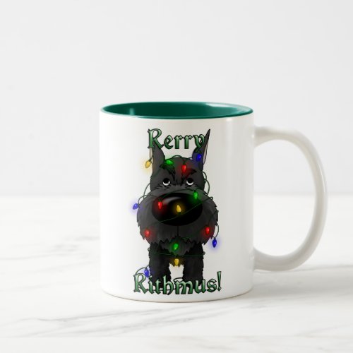 Schnauzer Christmas Lights Two_Tone Coffee Mug