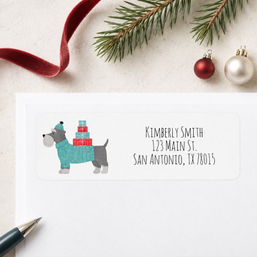 Schnauzer Christmas Return Address  Label