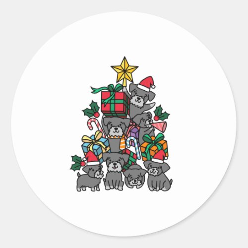 Schnauzer Christmas Tree Classic Round Sticker