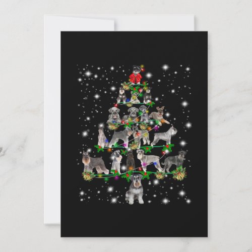 Schnauzer Christmas Tree Covered By Flashlight Thank You Card