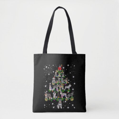 Schnauzer Christmas Tree Covered By Flashlight Tote Bag