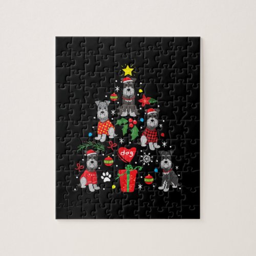 Schnauzer Christmas Tree Ornament Funny Pet Dog Jigsaw Puzzle