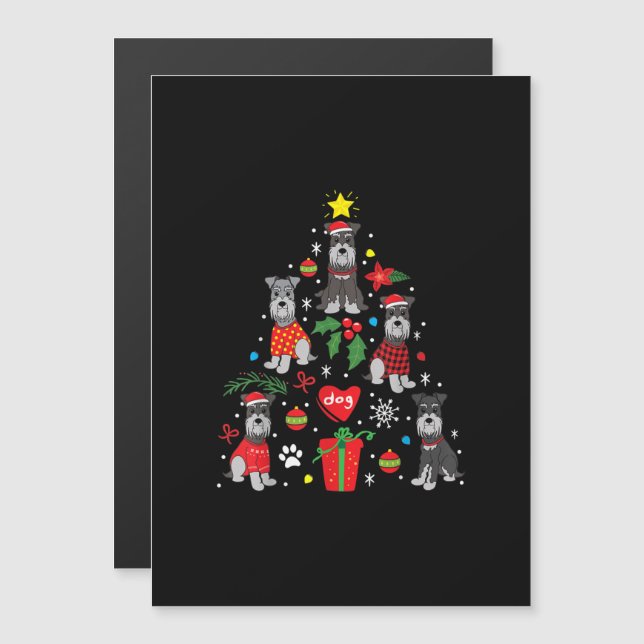 Schnauzer Christmas Tree Ornament Funny Pet Dog Magnetic Invitation (Front/Back)